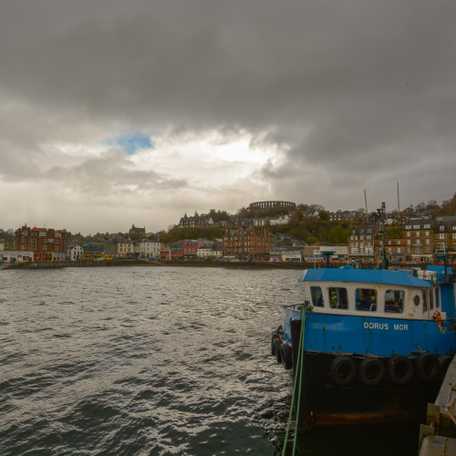 Looking at McCaig's Tower in Oban from the harbour