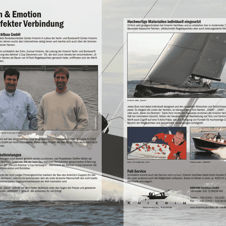 Screenshot of a double page from the Deutsche Yachten magazine.