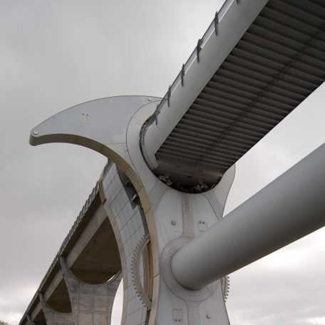 Partial view of the impressive boat lift known as the Falkirk Wheel